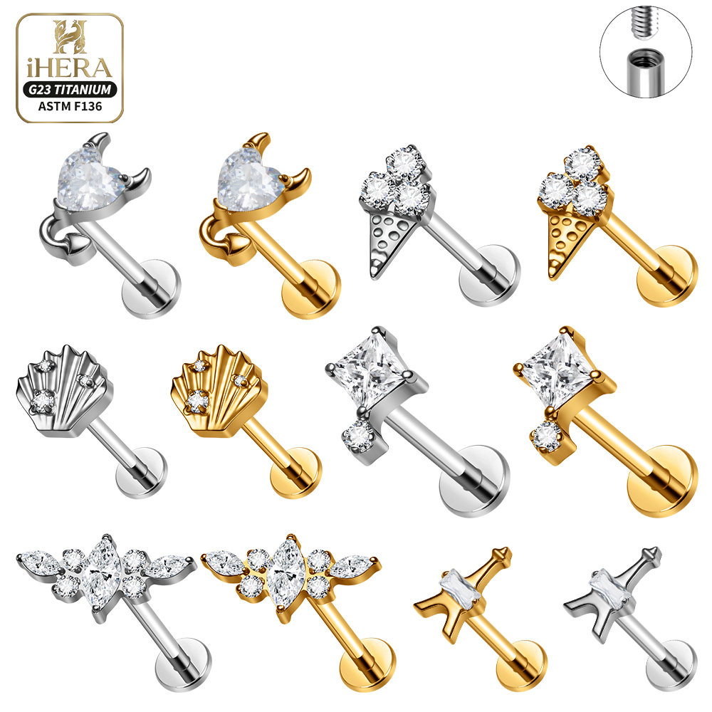 Body Jewelry Vertical Labret - F136 Titanium Piercing Stud Conch Daith
