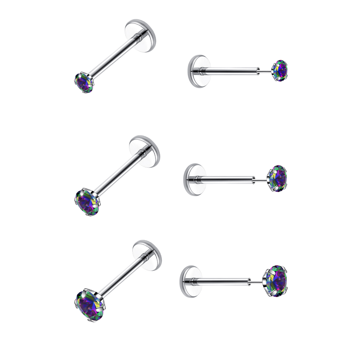 Body Jewelry Flat Back - 20G Flat Back Threadless Earring Hypoallergenic