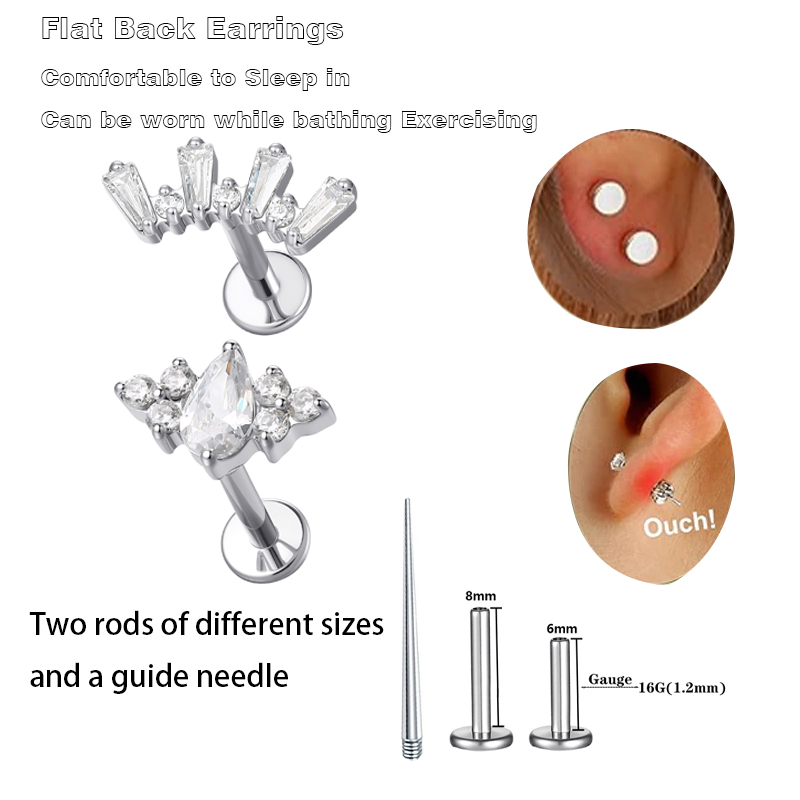 Body Jewelry Flat Back - 1 Pcs ASTM Titanium Helix Piercing