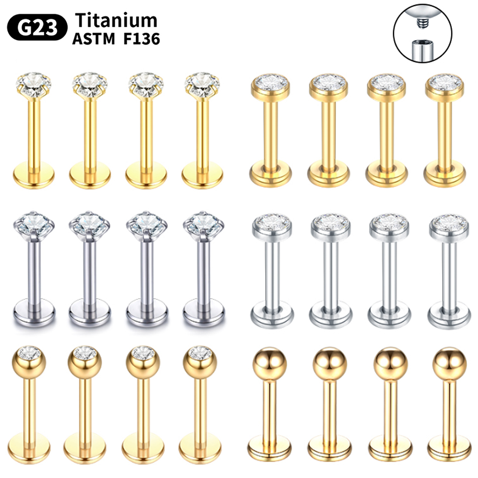 Body Jewelry Internally Threaded - 10PCS G23 Titanium Labret Piercings Lip
