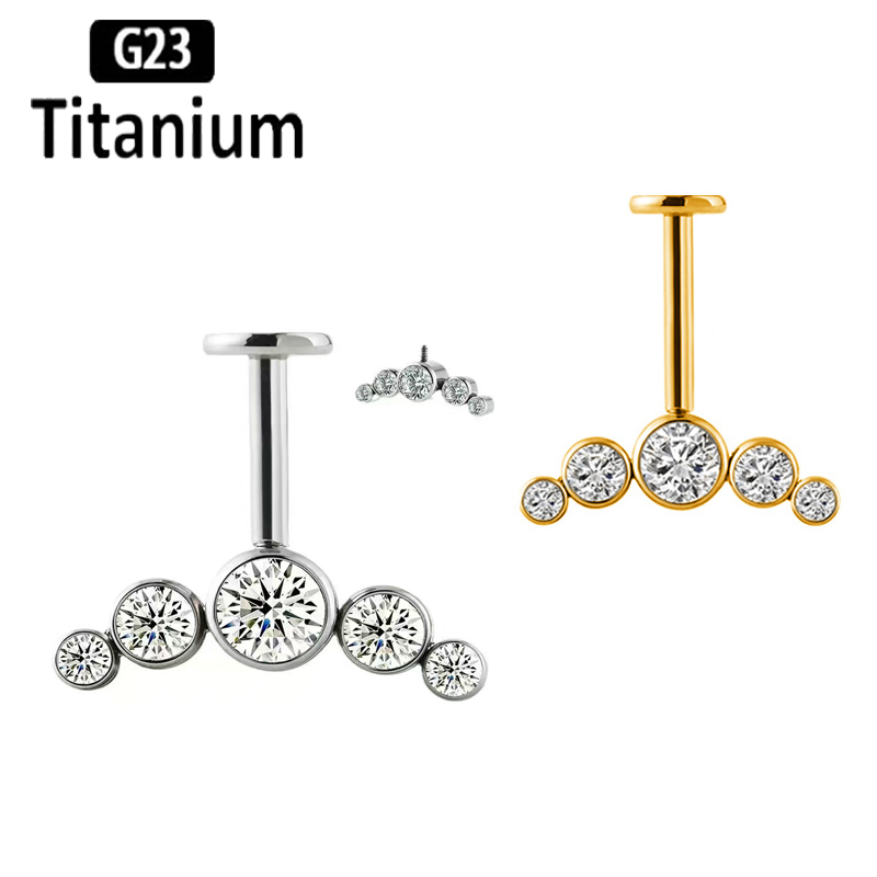 Body Jewelry Vertical Labret - G23 Titanium Ear Piercing Internal Thread