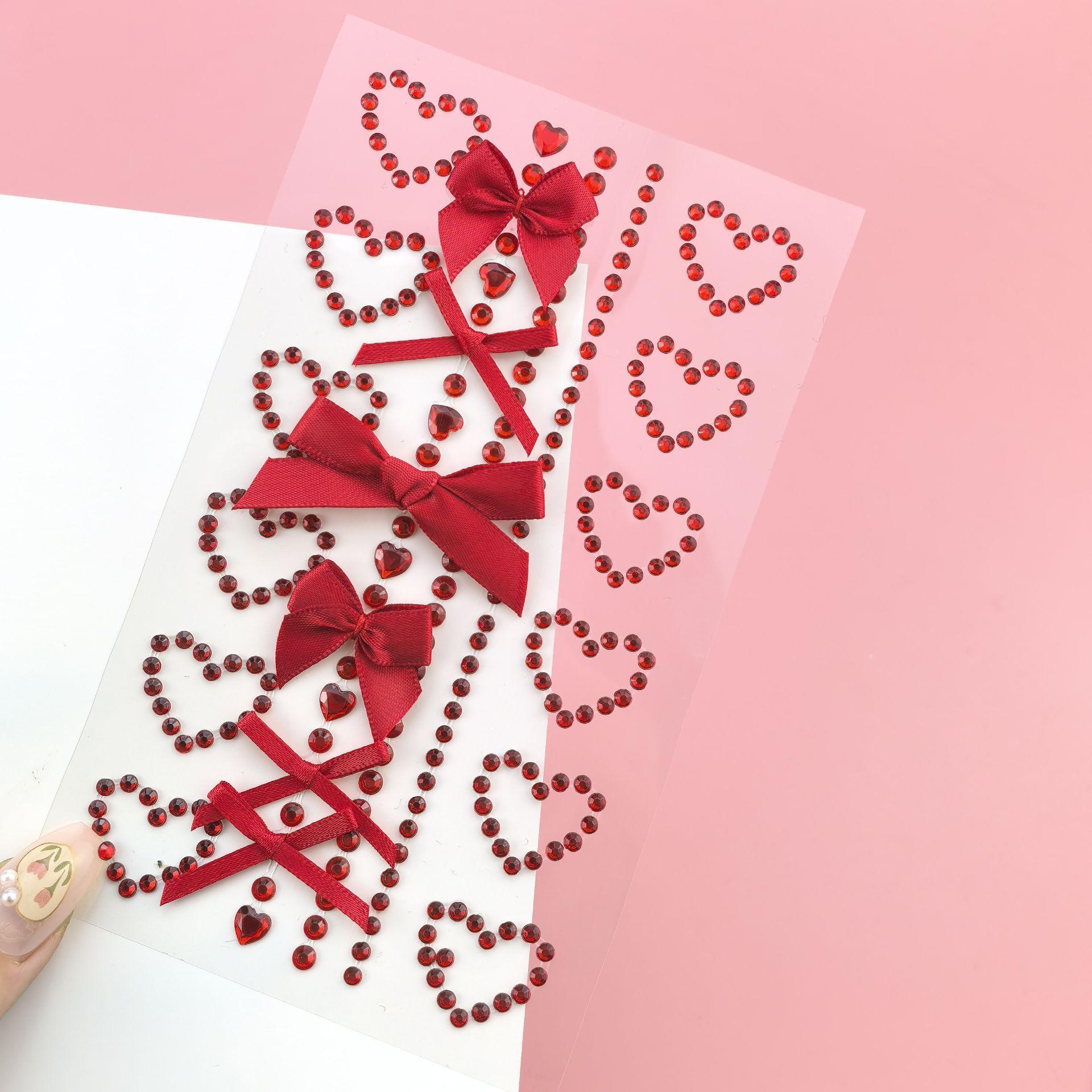 Body Jewelry Diamond - 1 Sheet Red Ribbon Bow Sparkly