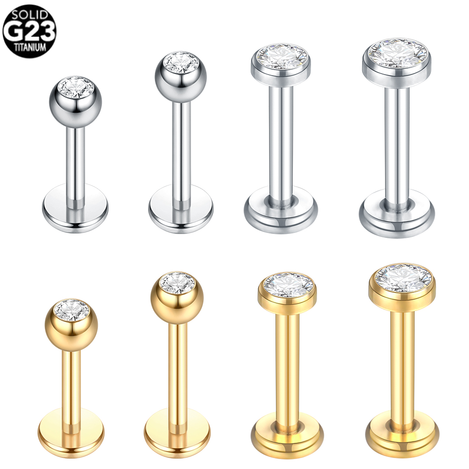Body Jewelry Internally Threaded - G23 Titanium Labret Piercing Lip Ring