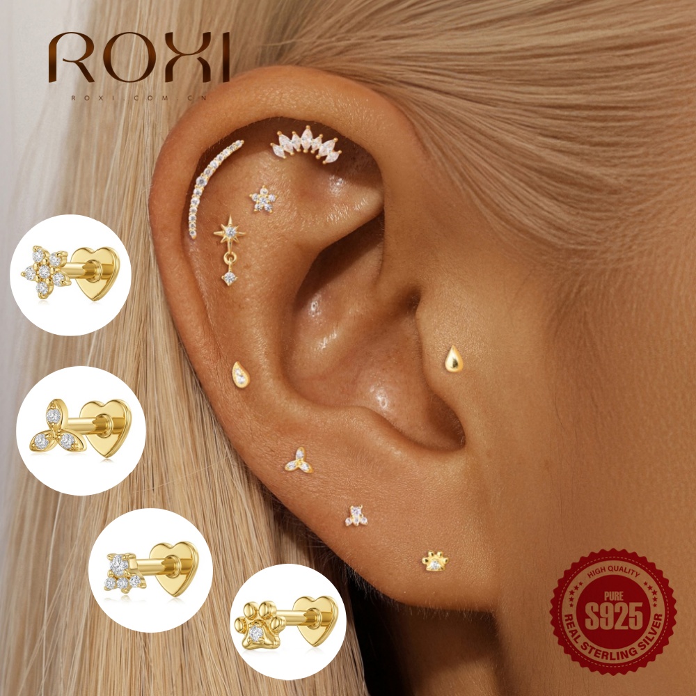 Body Jewelry Flat Back - ROXI 1PC 925 Sterling Silver Flat