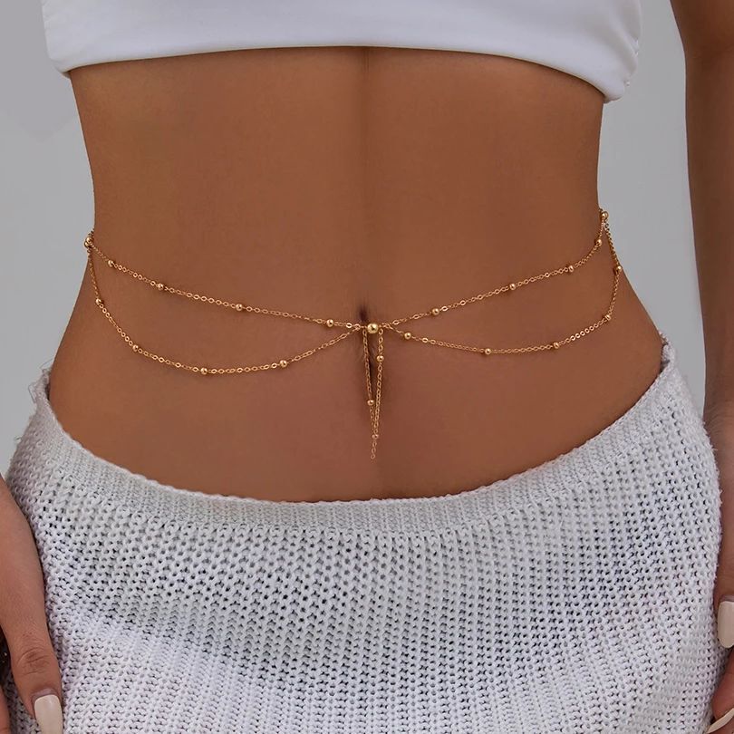 Body Jewelry For Sale - KunJoe Multilayer Gold Color Thin Bead