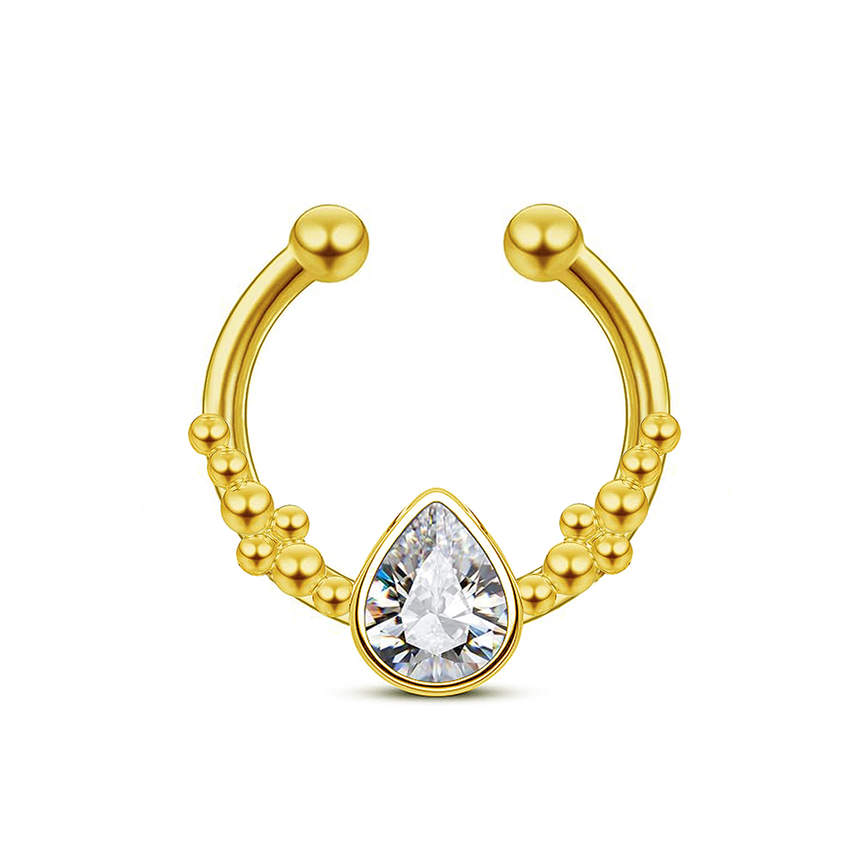 Body Jewelry Nose Studs - Stainless Steel Horseshoe Water Drop False