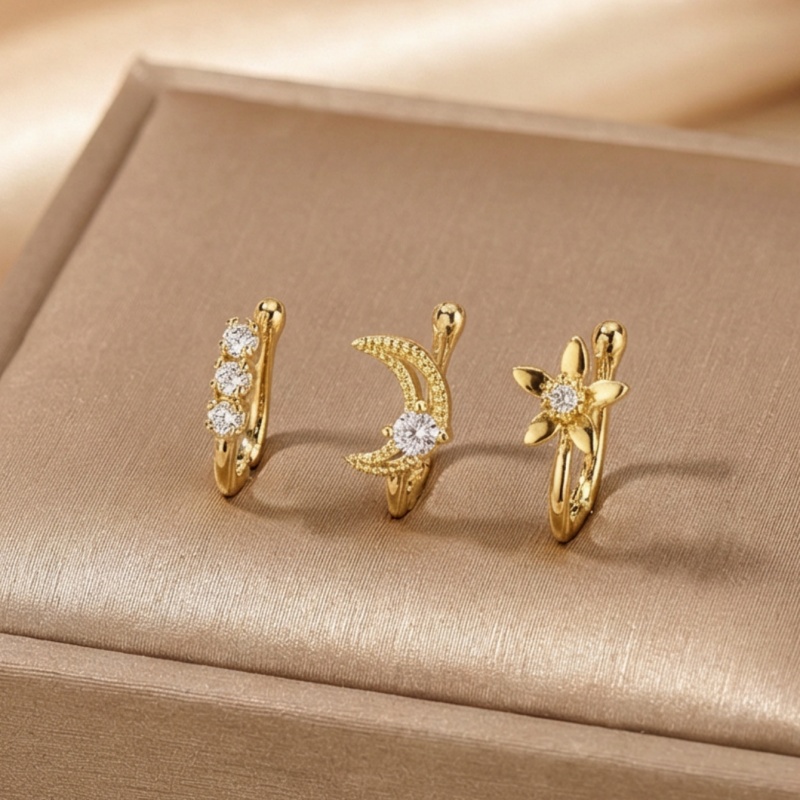 Body Jewelry Nose Studs - 3-piece retro light luxury nose clip