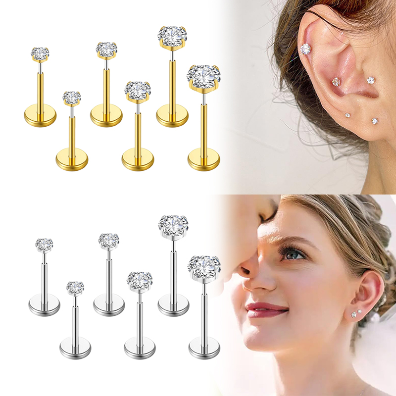 Body Jewelry Nose Studs - 20G/18G/16G Surgical Stainless Steel Threadless Nose