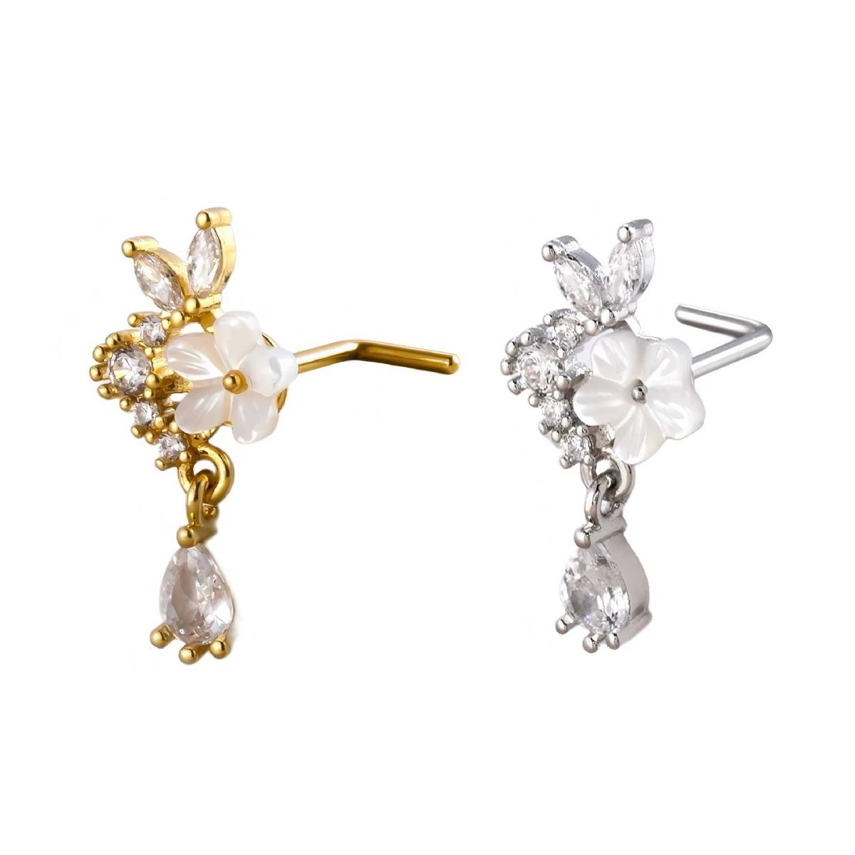 Gold Flower Nose Ring with Dan - Body Jewelry Nose Studs recension och pris