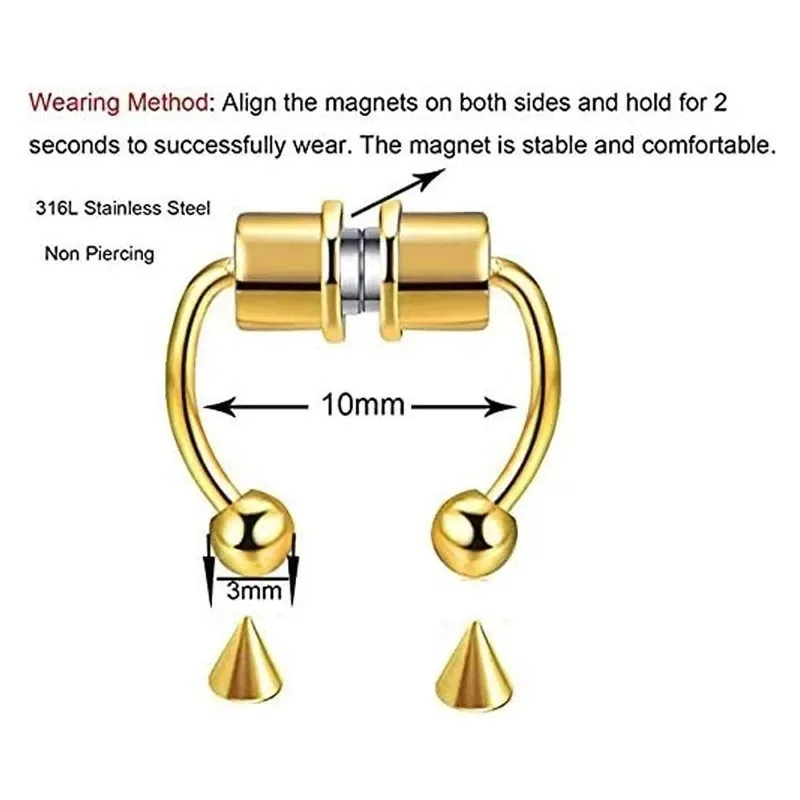 1/2/3Pcs Fake Magnetic Nose Ri - Body Jewelry Nose Studs recension och pris