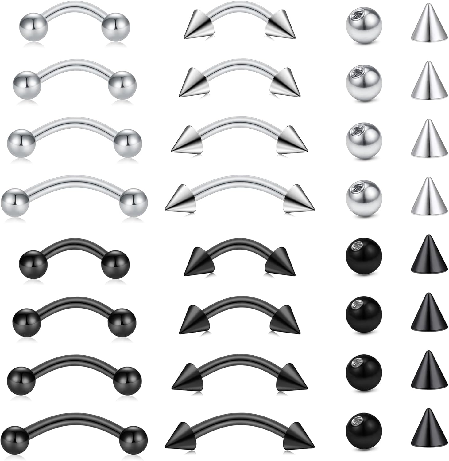 32pc/set Surgical Steel Curved - Body Jewelry Vertical Labret recension och pris