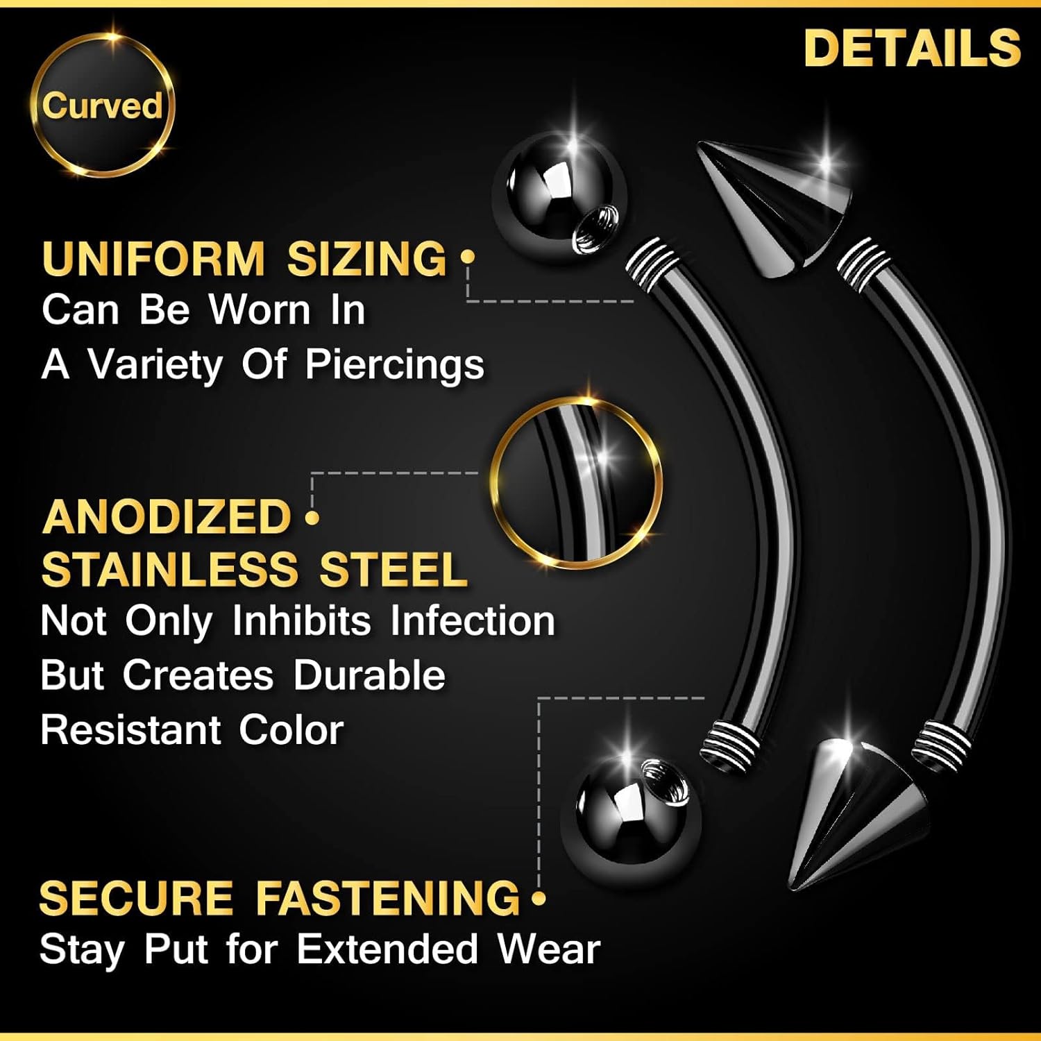 32pc/set Surgical Steel Curved - Body Jewelry Vertical Labret recension och pris