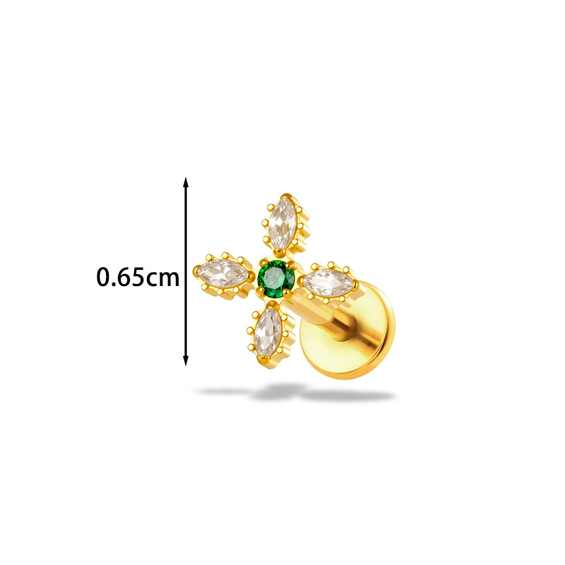 1PC G23 Titanium16G Flower CZ  - Body Jewelry Implant Grade Titanium recension och pris