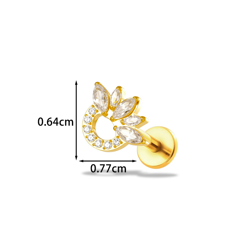 1PC G23 Titanium16G Flower CZ  - Body Jewelry Implant Grade Titanium recension och pris