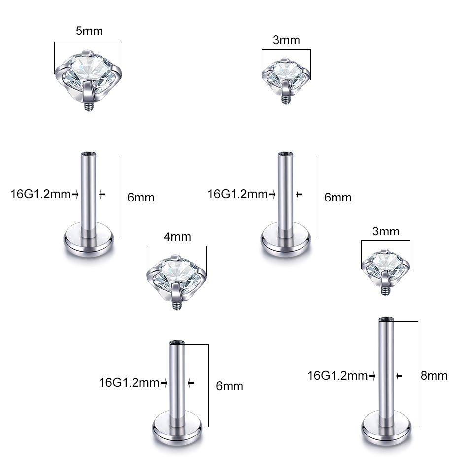 10PCS G23 Titanium Labret Pier - Body Jewelry Internally Threaded recension och pris