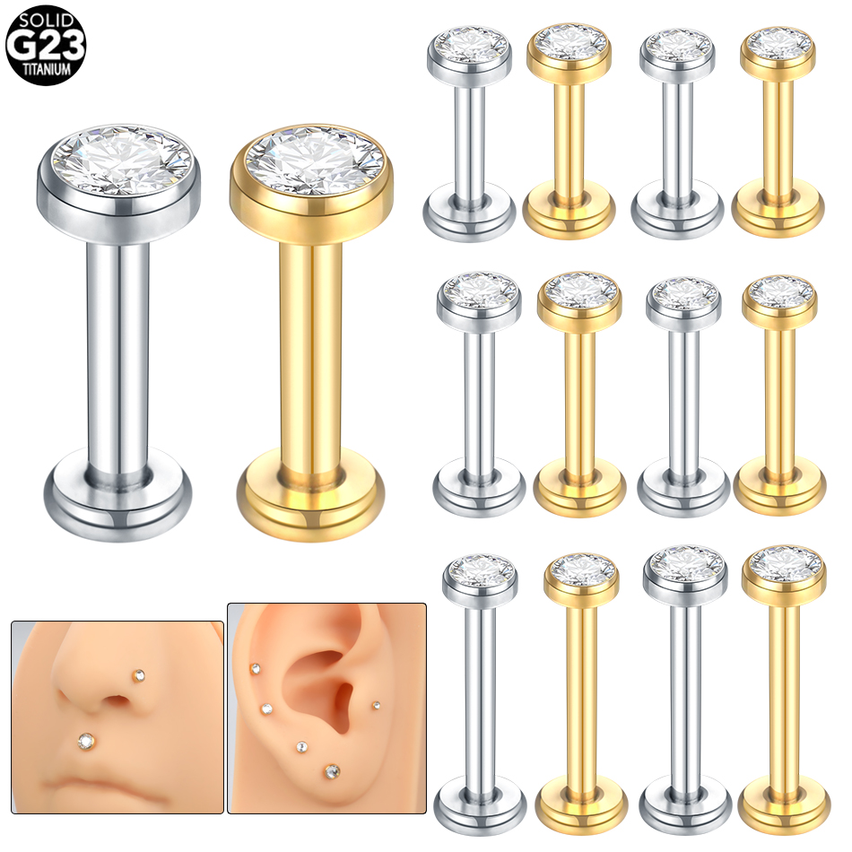 10PCS G23 Titanium Labret Pier - Body Jewelry Internally Threaded recension och pris