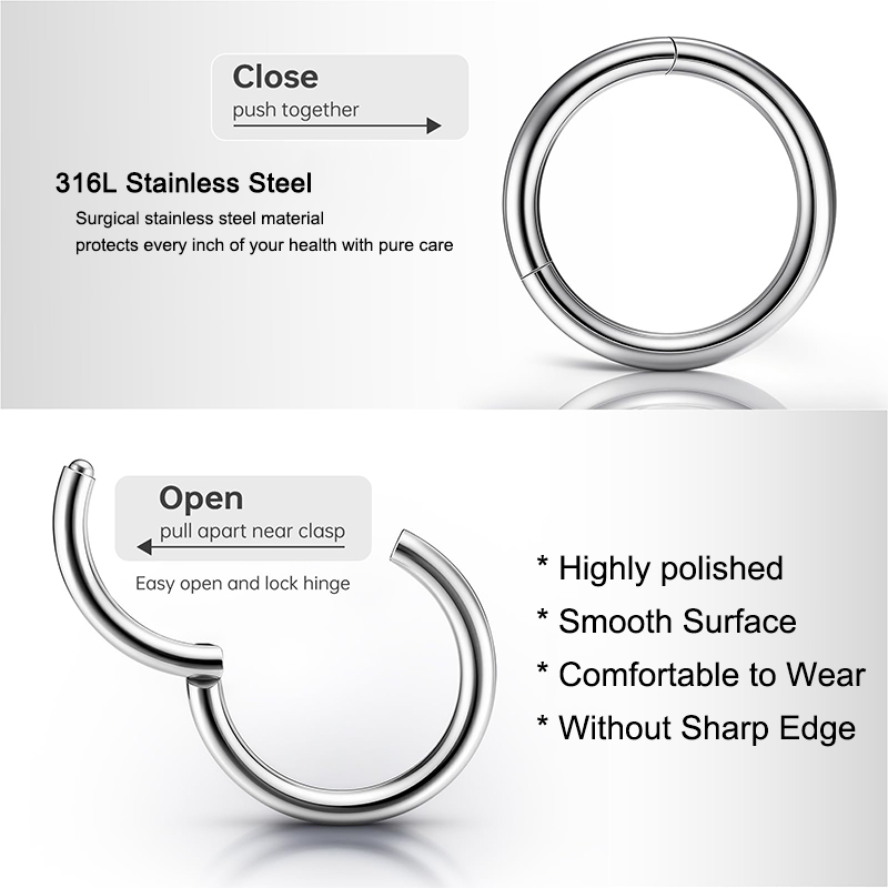 16G 316L Surgical Steel Hinged - Body Jewelry Nose Studs recension och pris