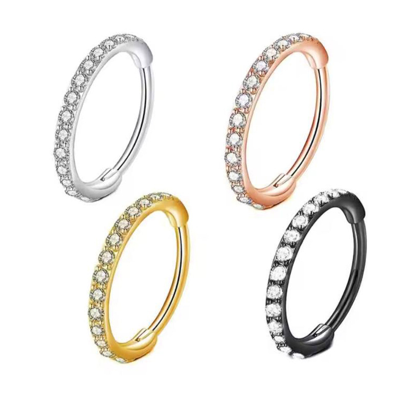 16G Clear CZ Nose Ring Hoop 31 - Body Jewelry Nose Studs recension och pris