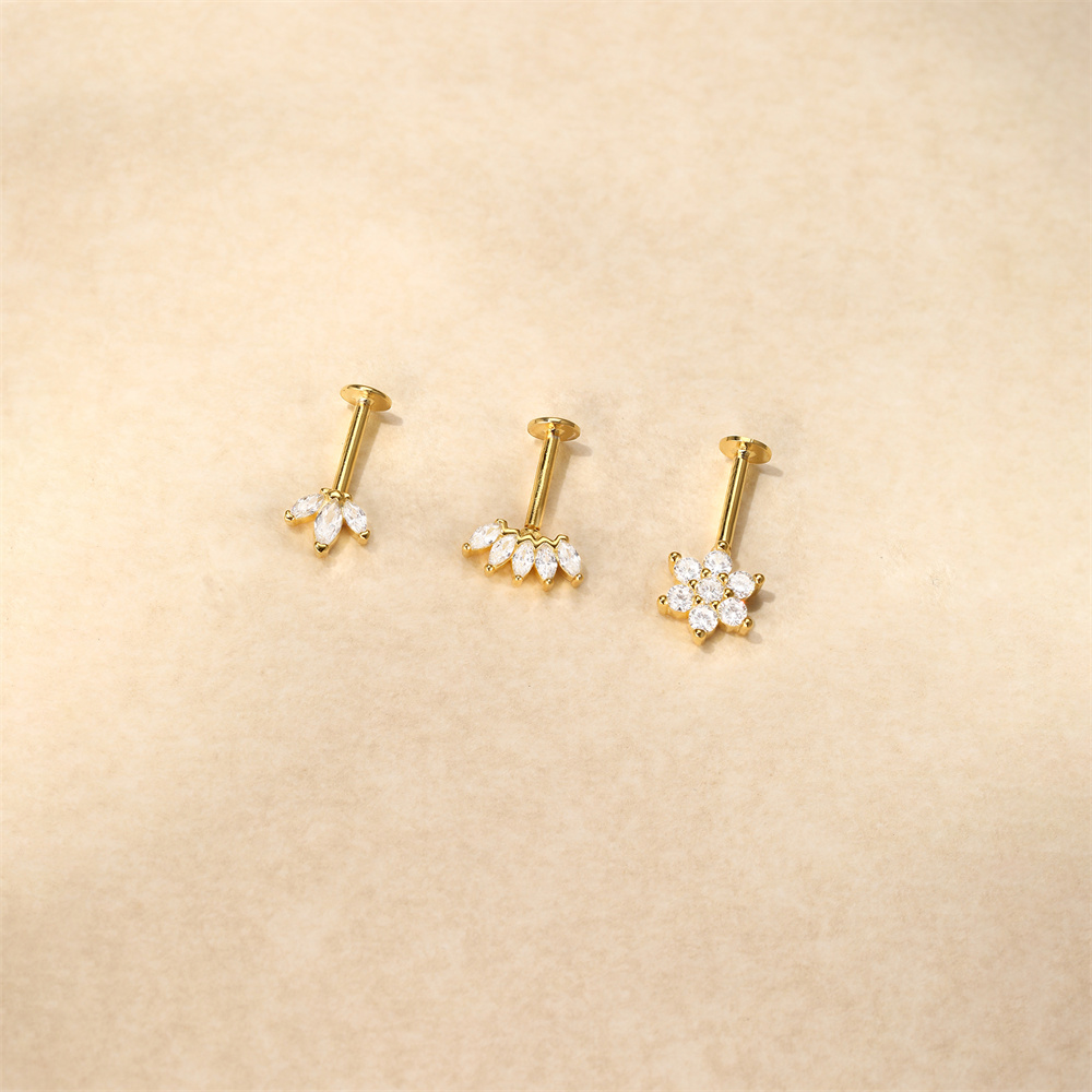 AIDE 925 Sterling Silver Earri - Body Jewelry Flat Back recension och pris