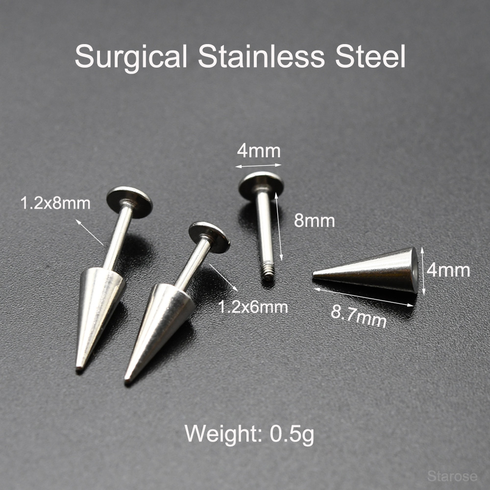 Starose 2Pcs Gothic Cone Stain - Body Jewelry Vertical Labret recension och pris