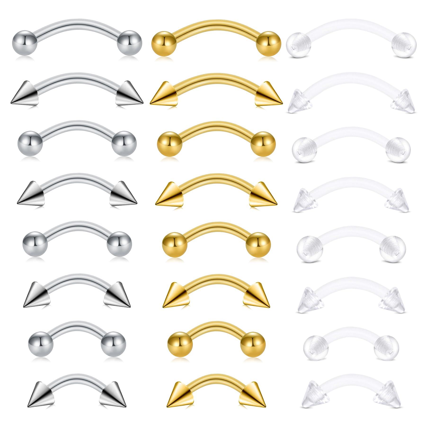 24pcs 16G Stainless Steel Curv - Body Jewelry Vertical Labret recension och pris