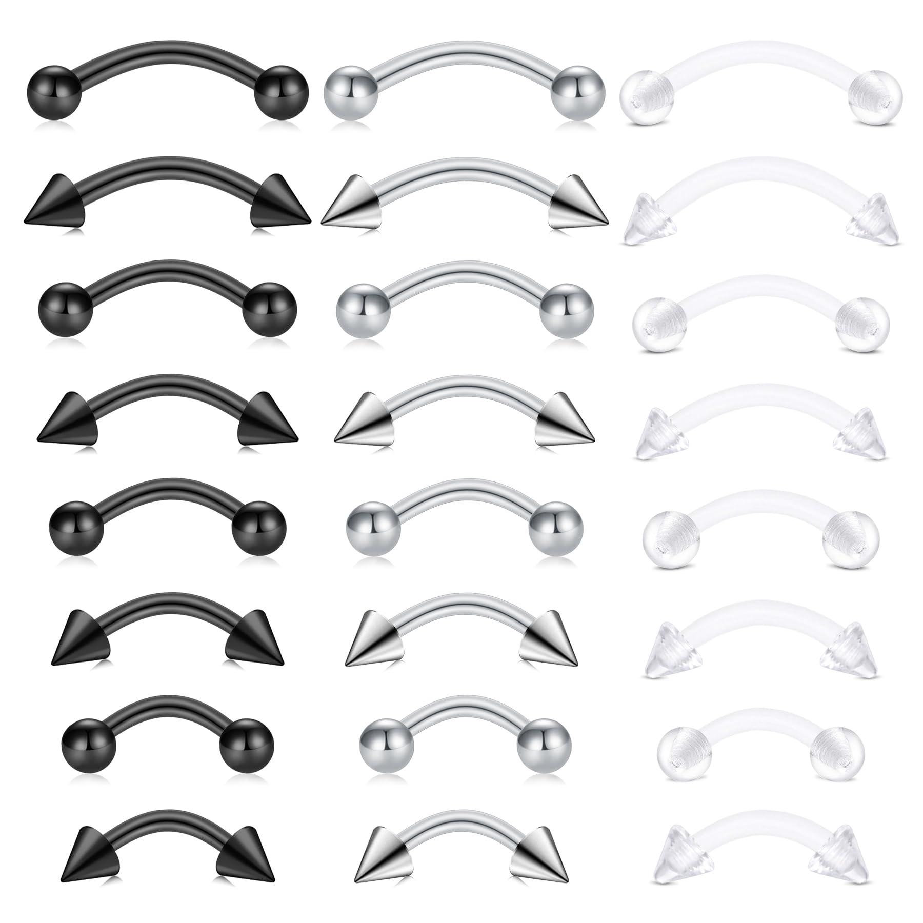 24pcs 16G Stainless Steel Curv - Body Jewelry Vertical Labret recension och pris