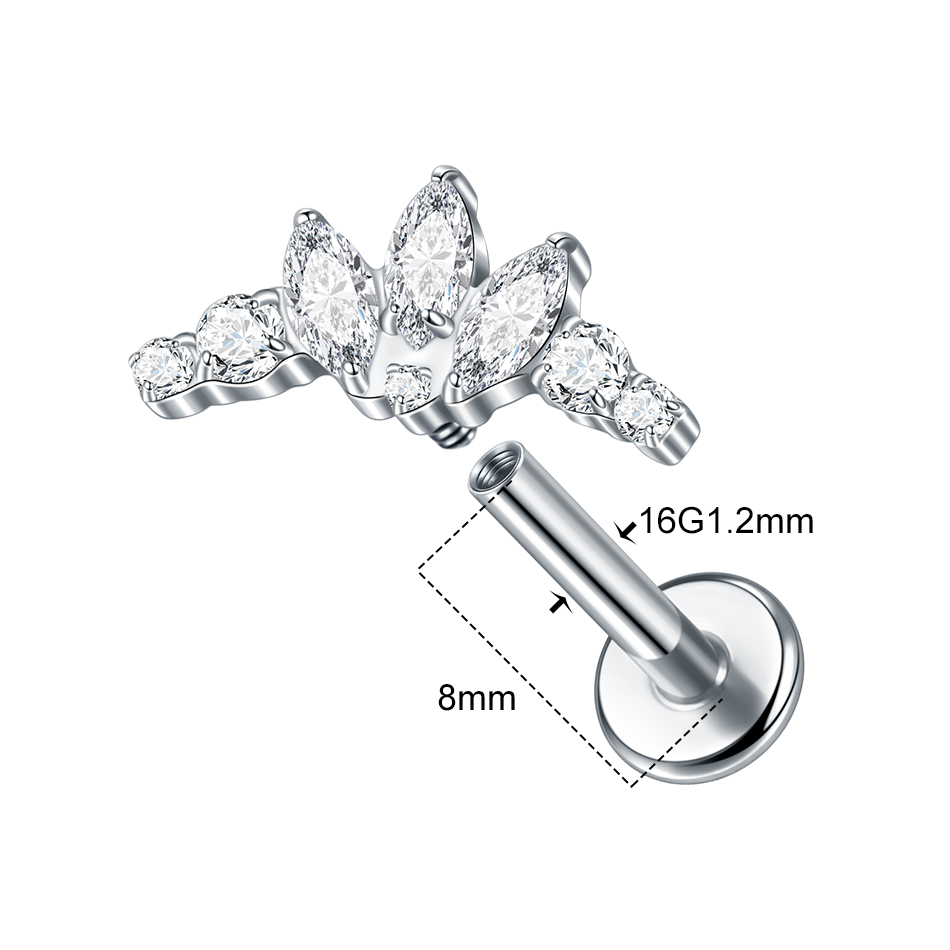 1PC Titanium Zirconia Dolphin  - Body Jewelry Internally Threaded recension och pris