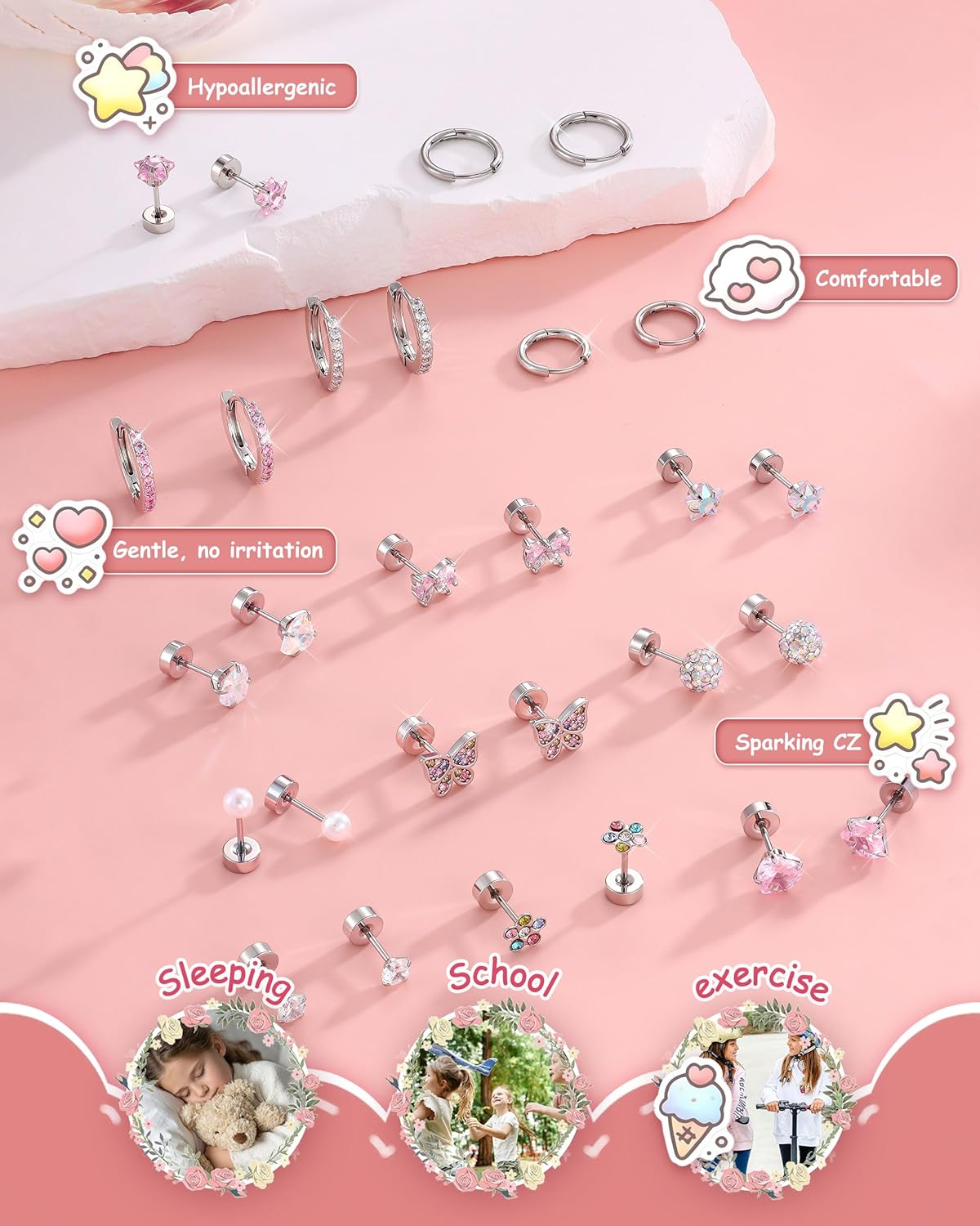 Bobisty 1Pair Earrings for Wom - Body Jewelry Flat Back recension och pris