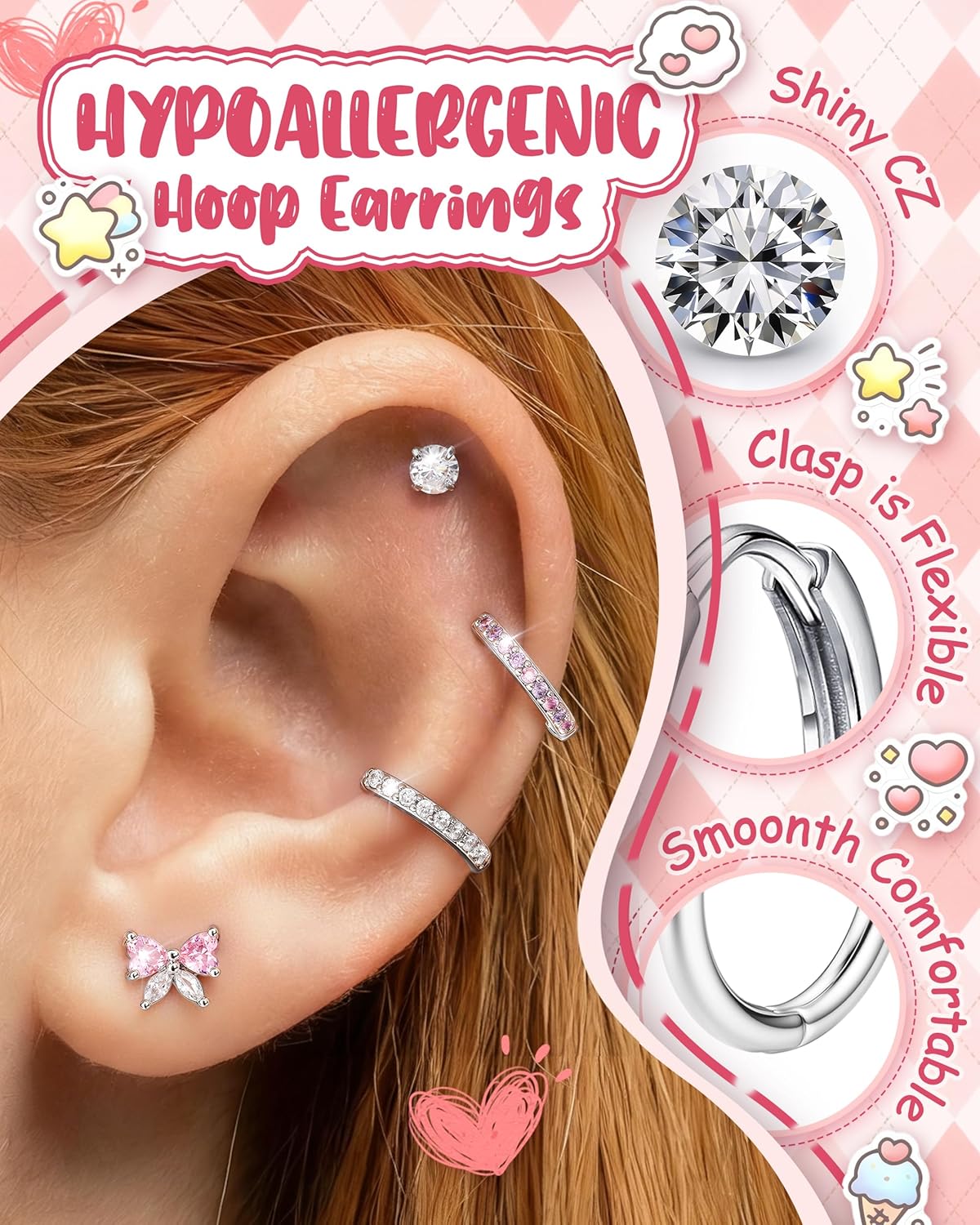 Bobisty 1Pair Earrings for Wom - Body Jewelry Flat Back recension och pris