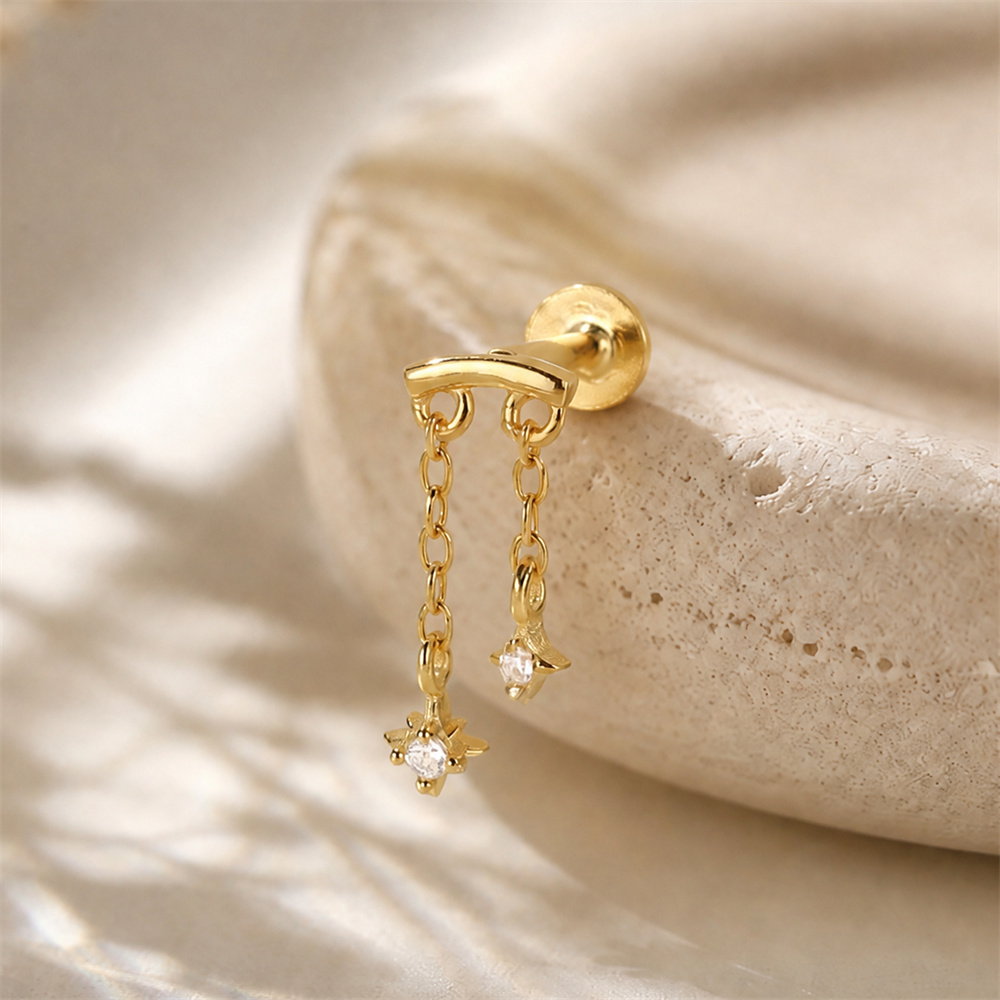 AIDE 925 Sterling Silver Octag - Body Jewelry Flat Back recension och pris