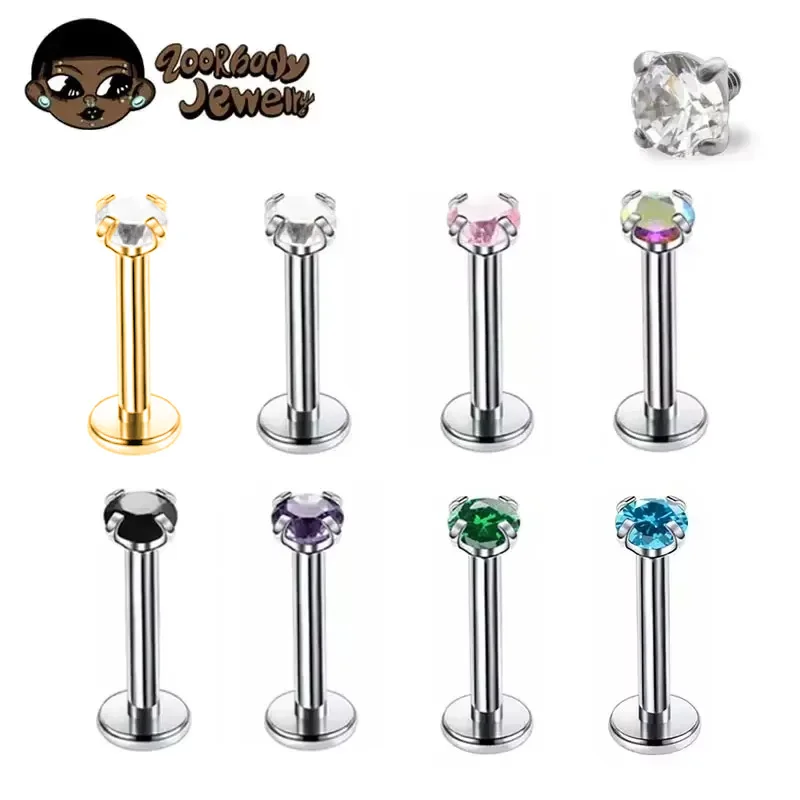 1Pcs G23 Titanium Piercing CZ  - Body Jewelry Internally Threaded recension och pris
