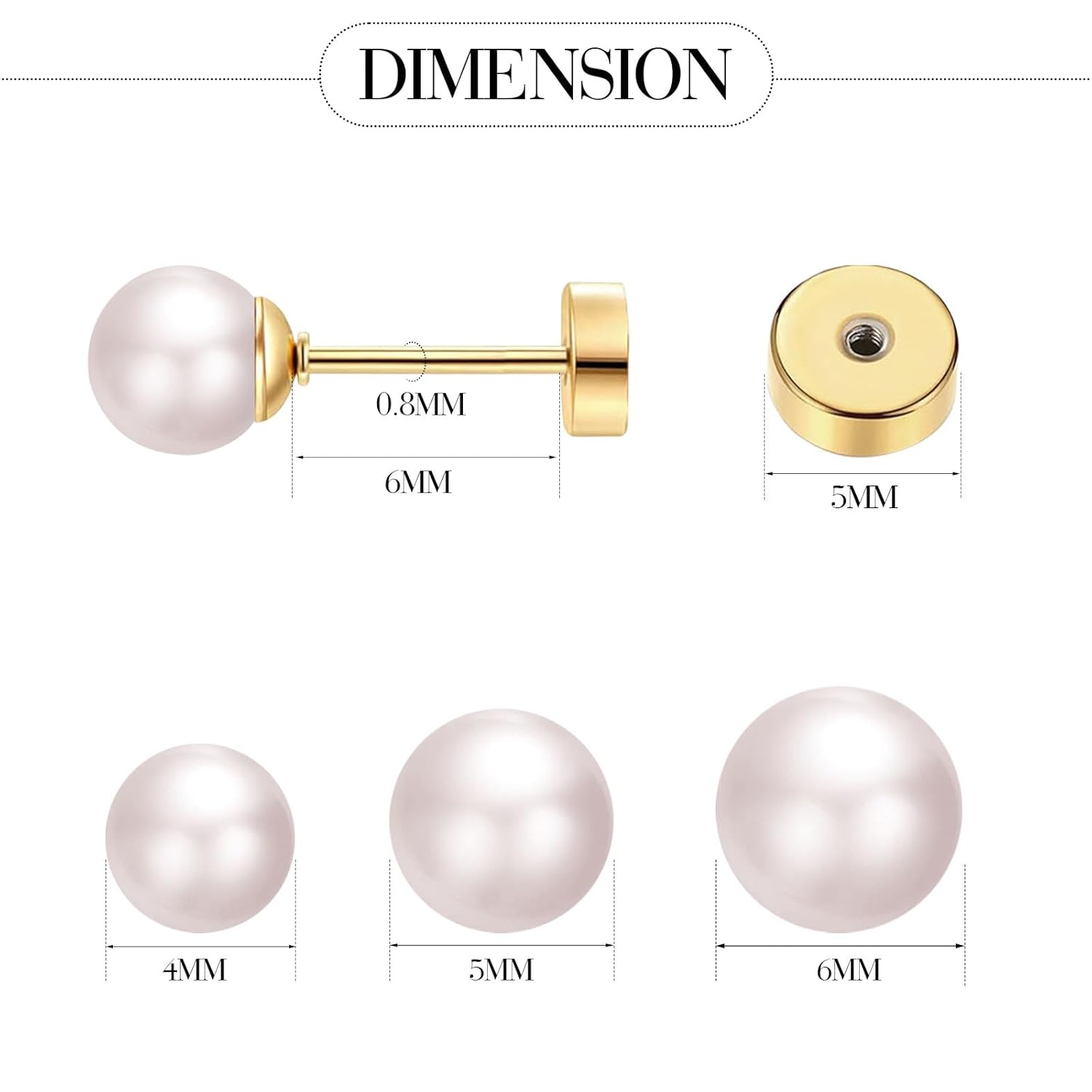 3 Pairs Tiny Pearl Stud Earrin - Body Jewelry Flat Back recension och pris