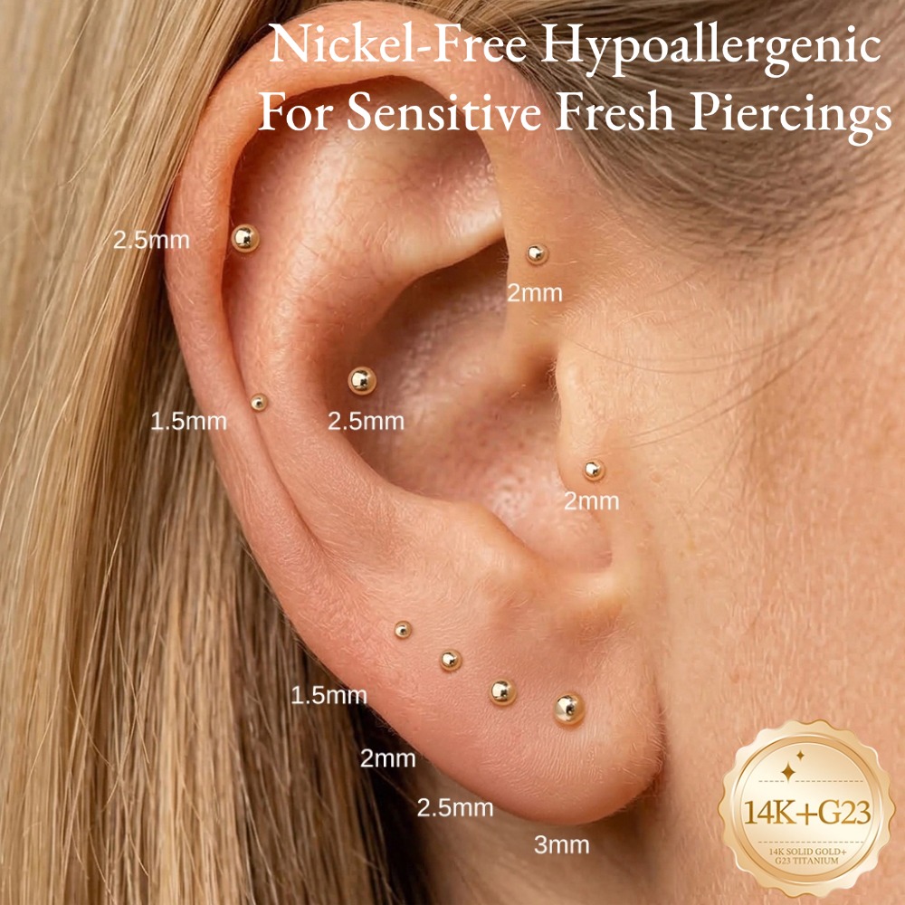 DIeSchein 14K Solid Gold Minim - Body Jewelry Flat Back recension och pris