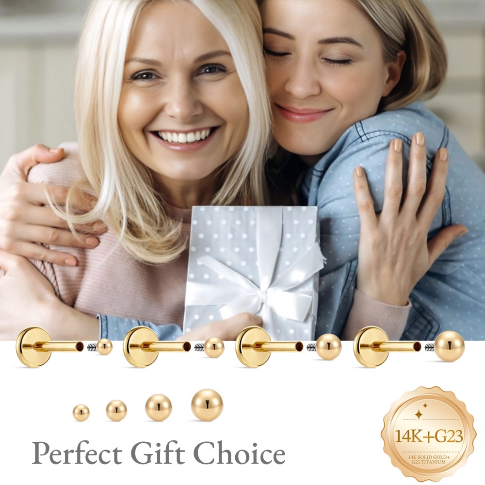 DIeSchein 14K Solid Gold Minim - Body Jewelry Flat Back recension och pris