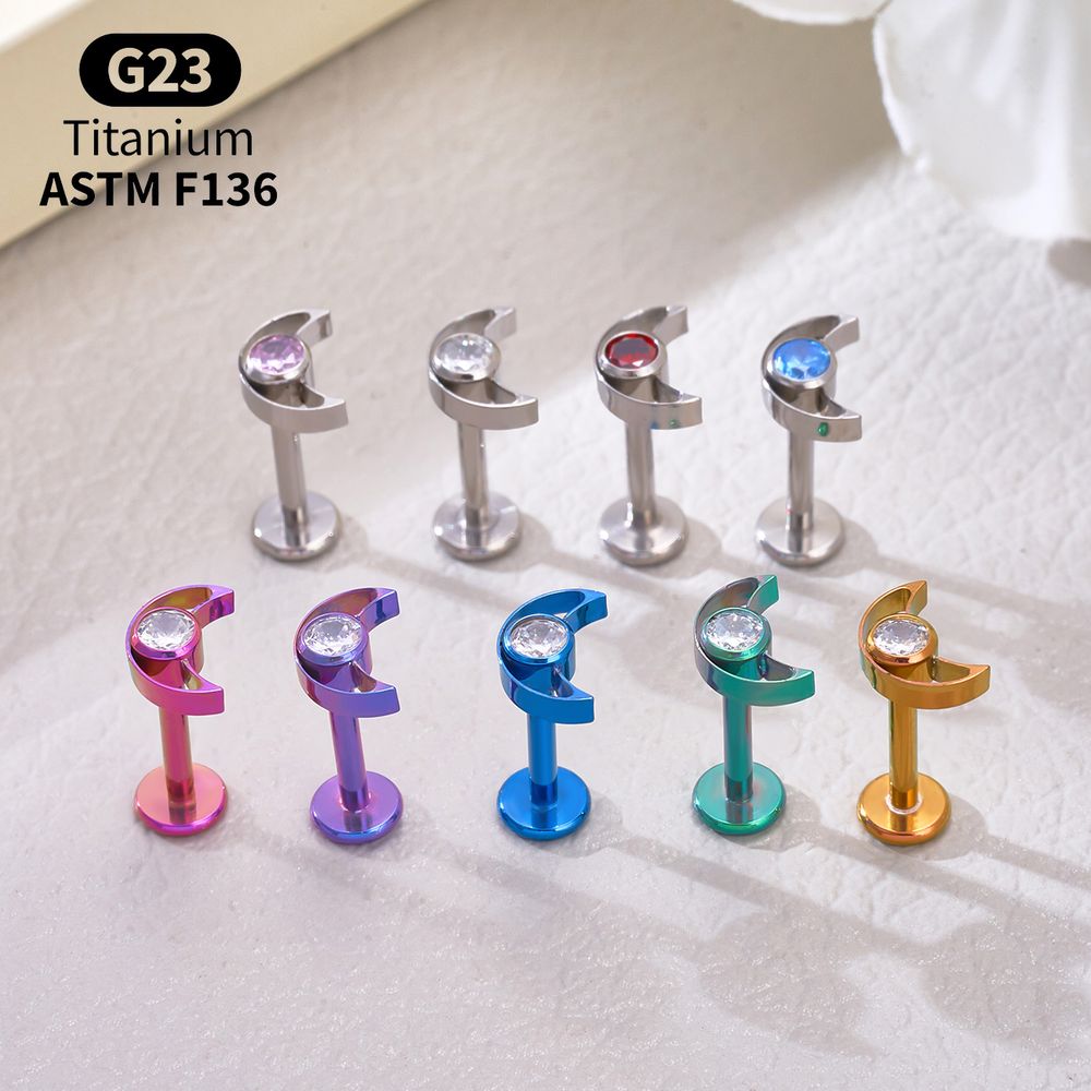 G23 Titanium Star Moon Labret  - Body Jewelry Vertical Labret recension och pris