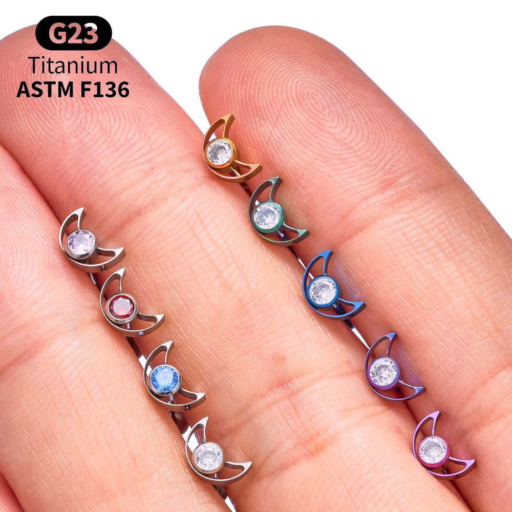 G23 Titanium Star Moon Labret  - Body Jewelry Vertical Labret recension och pris
