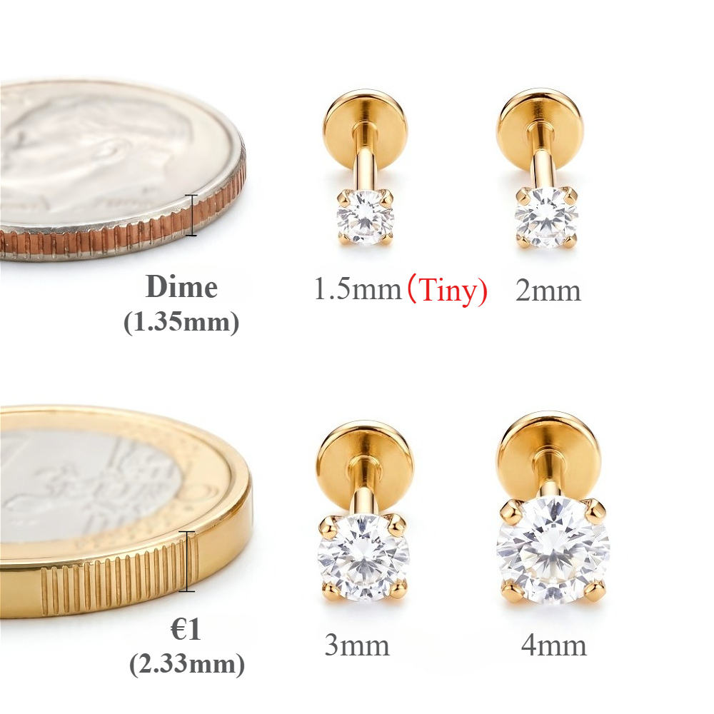 2/8PCS Stainless Steel Eearrin - Body Jewelry Flat Back recension och pris