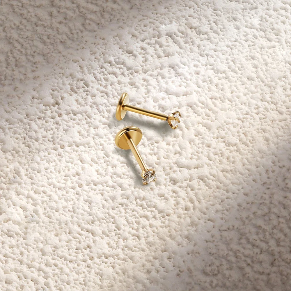 2/8PCS Stainless Steel Eearrin - Body Jewelry Flat Back recension och pris