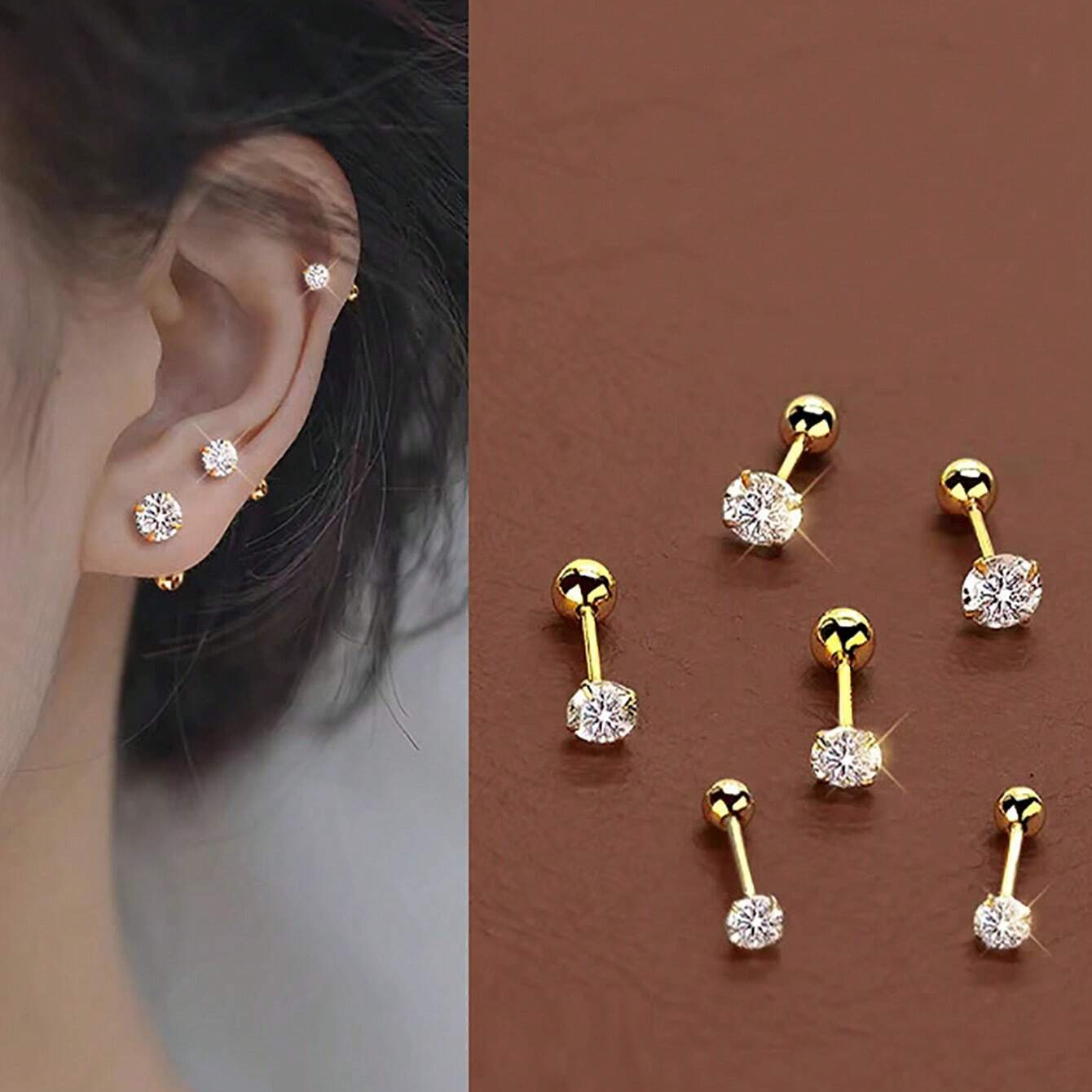 6pcs/Set Stainless Steel Cubic - Body Jewelry Flat Back recension och pris
