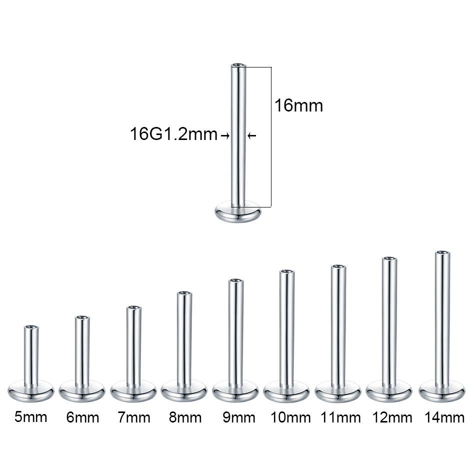 10Pcs/set Surgical Steel Labre - Body Jewelry Internally Threaded recension och pris