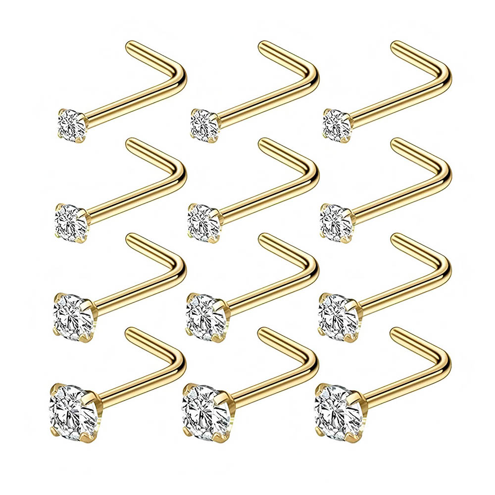 12-Piece Full Set 316L Hypoall - Body Jewelry Nose Studs recension och pris