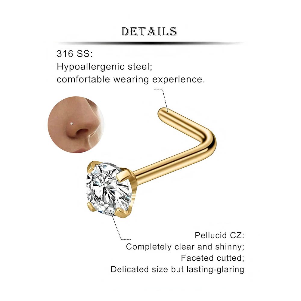 12-Piece Full Set 316L Hypoall - Body Jewelry Nose Studs recension och pris
